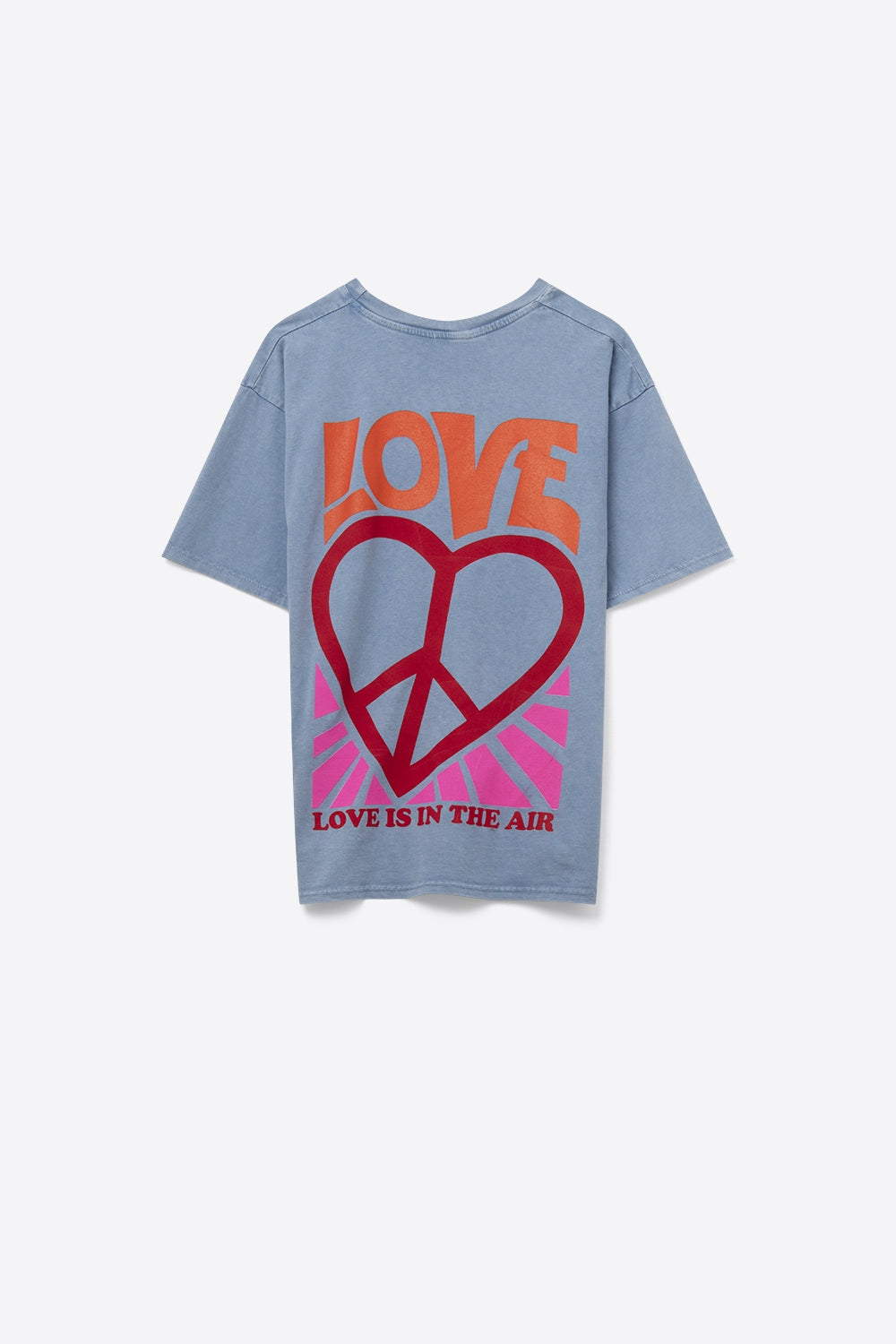 T-Shirt bleu fabriqué en Italie avec le logo Love is Air et Heart with Peace