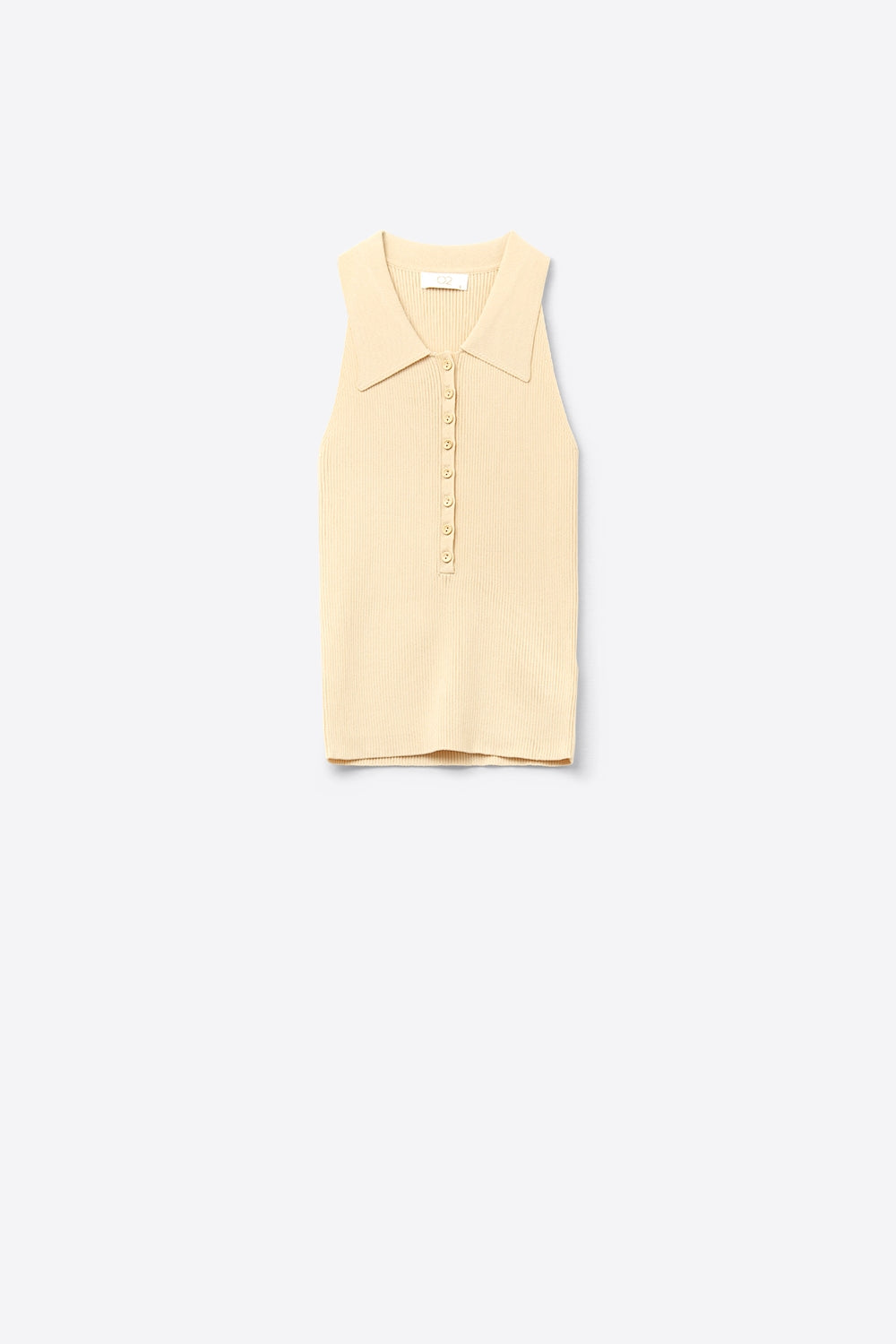 Top en maille côtelée avec col polo en jaune beurre