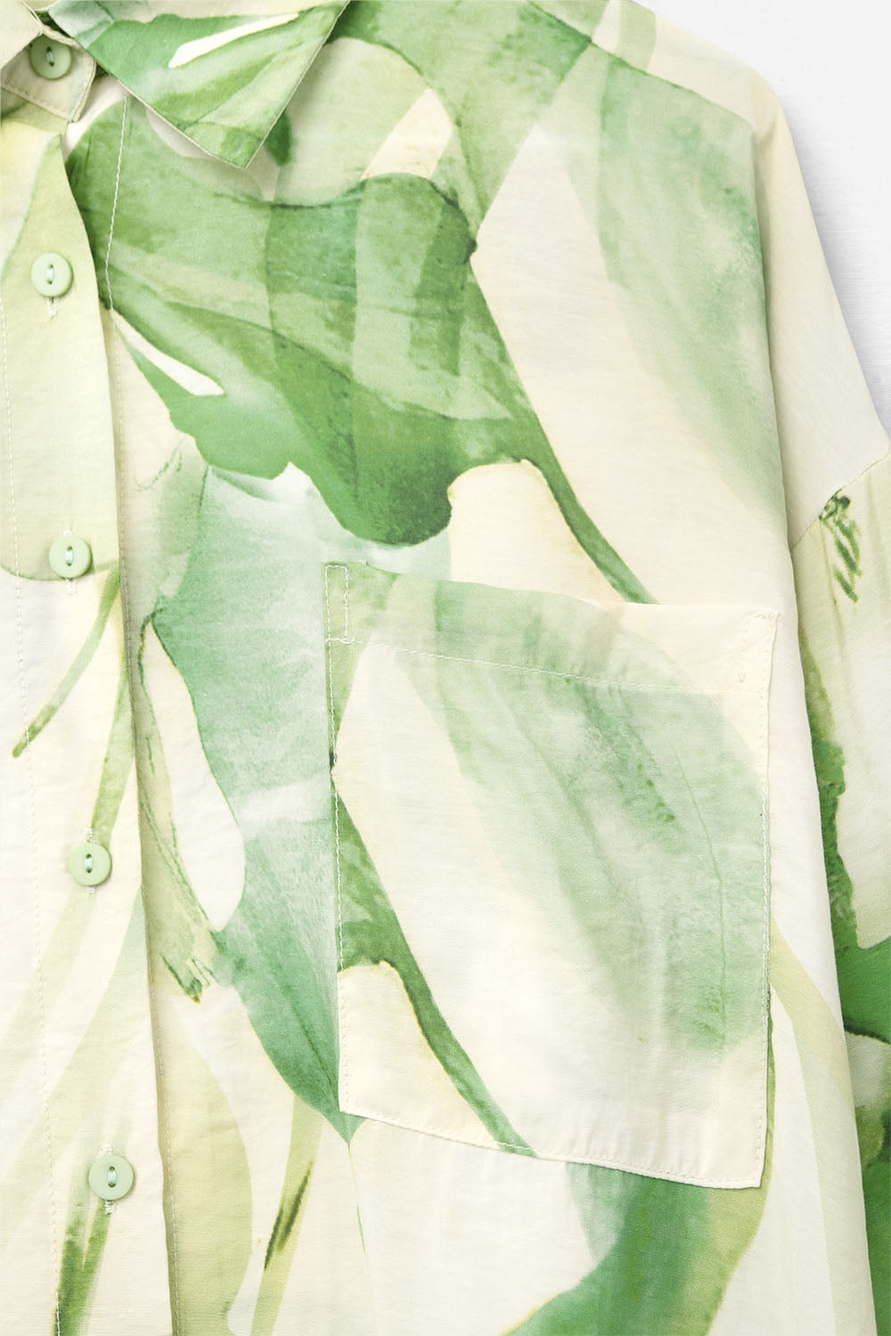 Chemisier boutonné à imprimé aquarelle vert