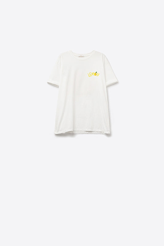 Fabriqué en Italie t-shirt blanc avec motif de citron
