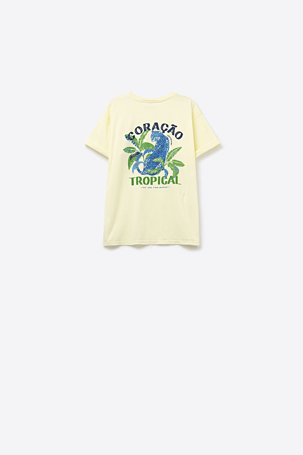 T-shirt jaune fabriquée en Italie avec imprimé graphique tropical