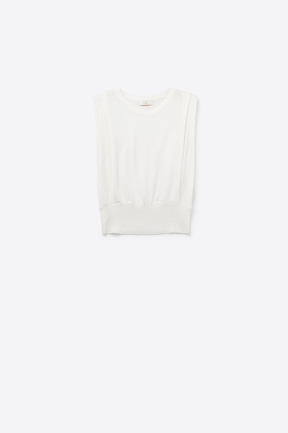 Pull sans manches en tricot avec drapé aux épaules en blanc