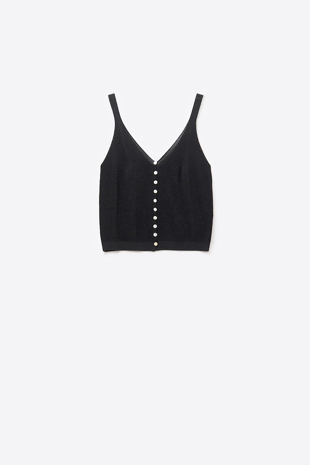 Top court boutonné en tricot noir