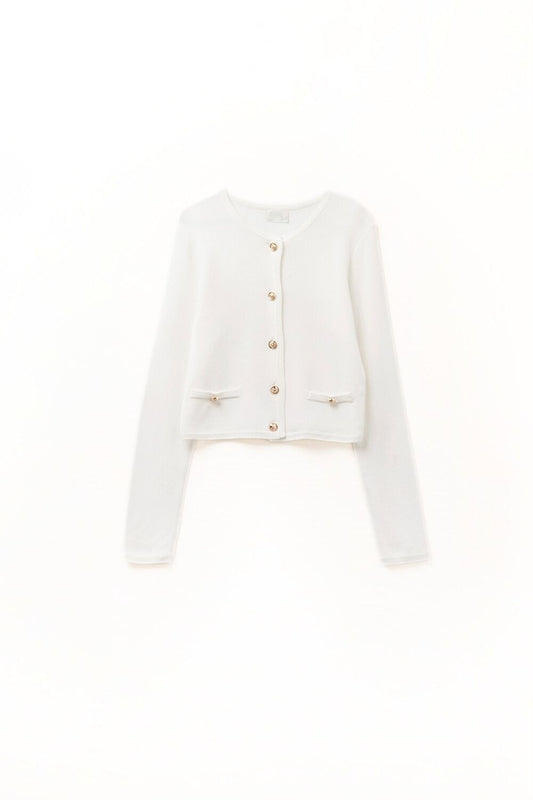 Cardigan blanc avec boutons dorés