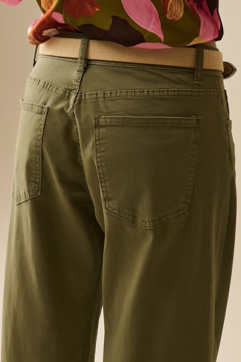 Pantalon vert droit à jambes larges