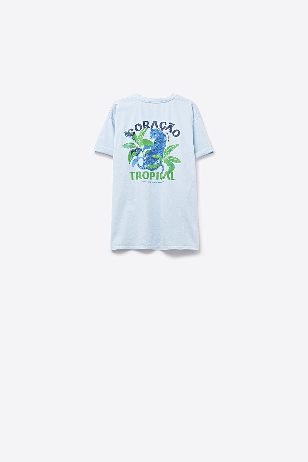 T-shirt bleu fabriqué en Italie avec imprimé graphique tropical