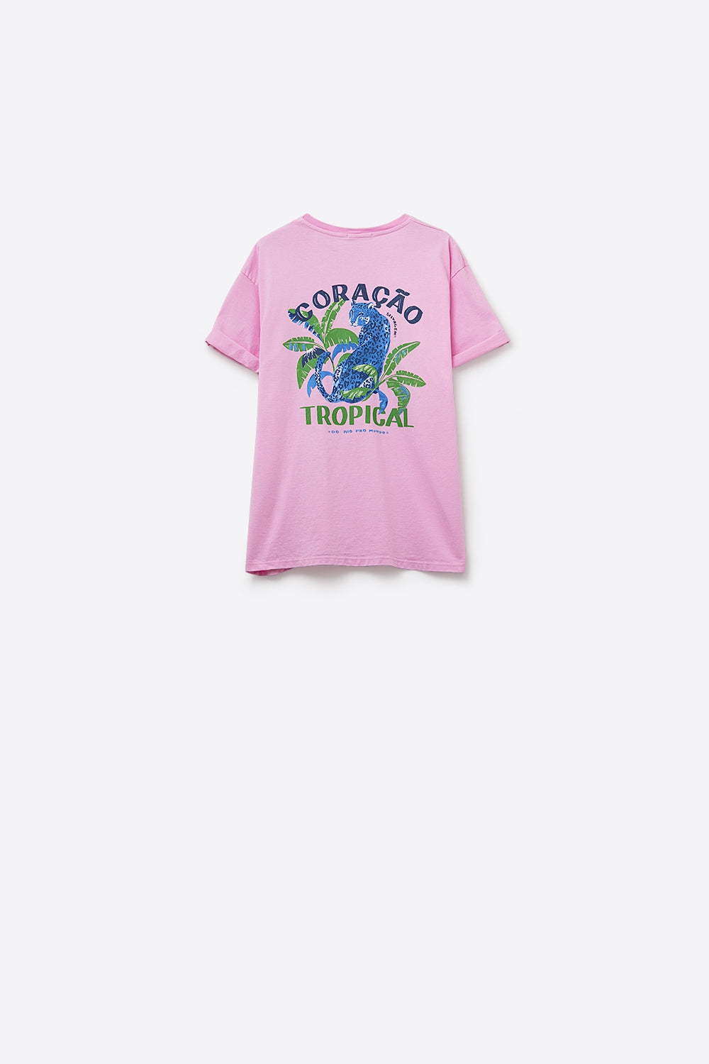 T-shirt rose fabriqué en Italie avec imprimé graphique tropical