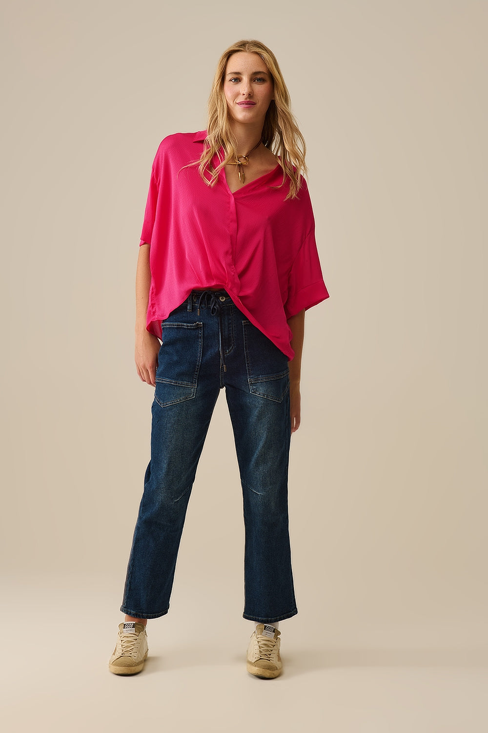 Chemise enveloppante fuchsia