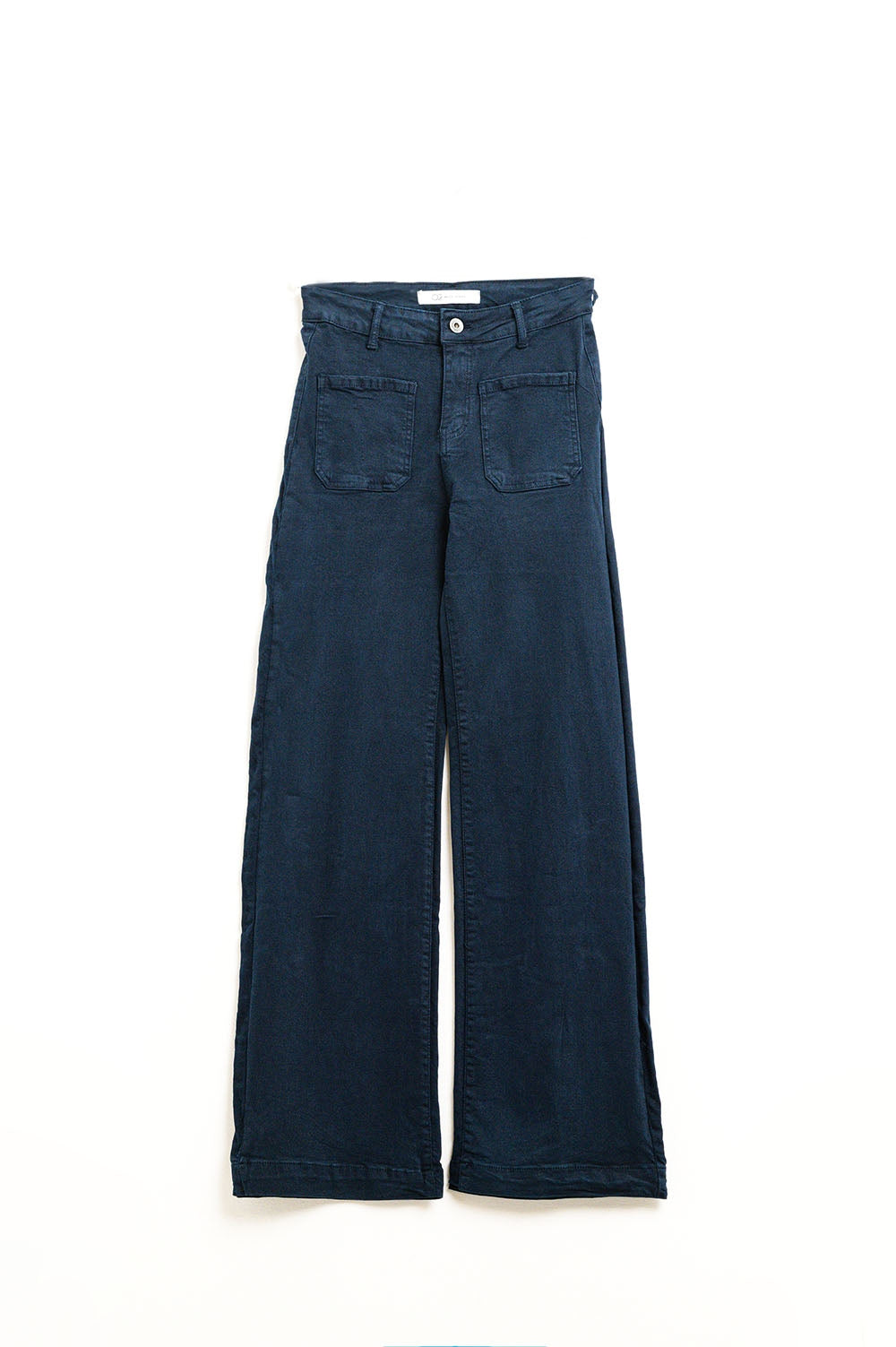 Jean à jambe large et à taille haute marine foncée