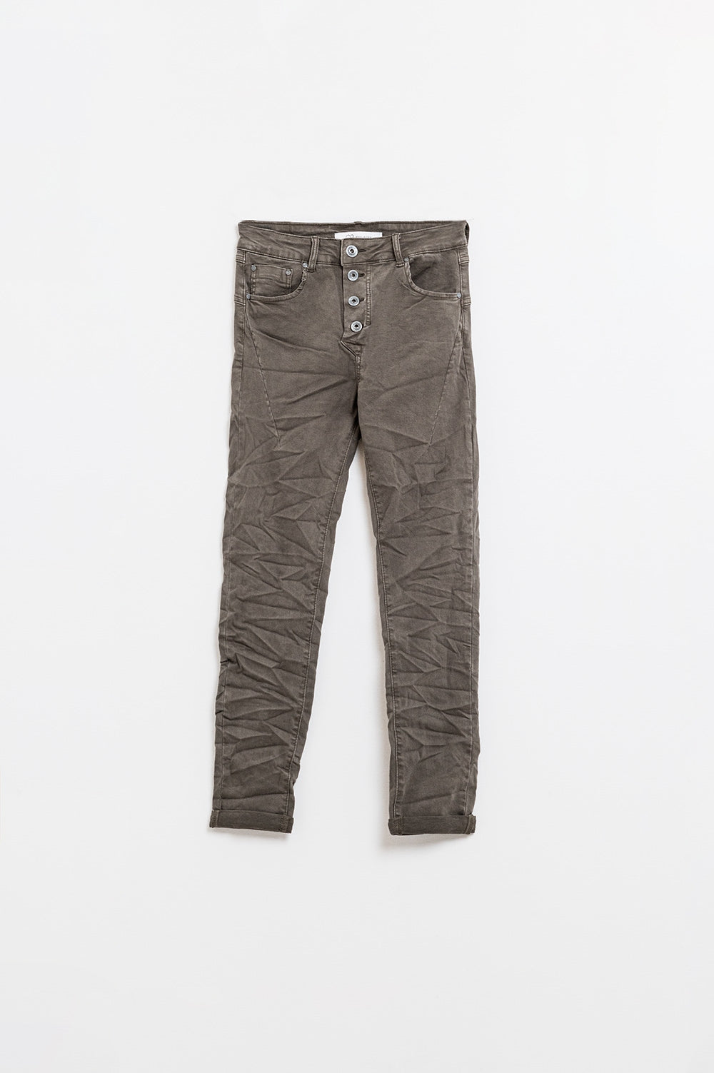 Jean skinny à boutons apparents en gris