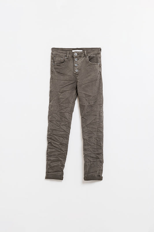 Jean skinny à boutons apparents en gris