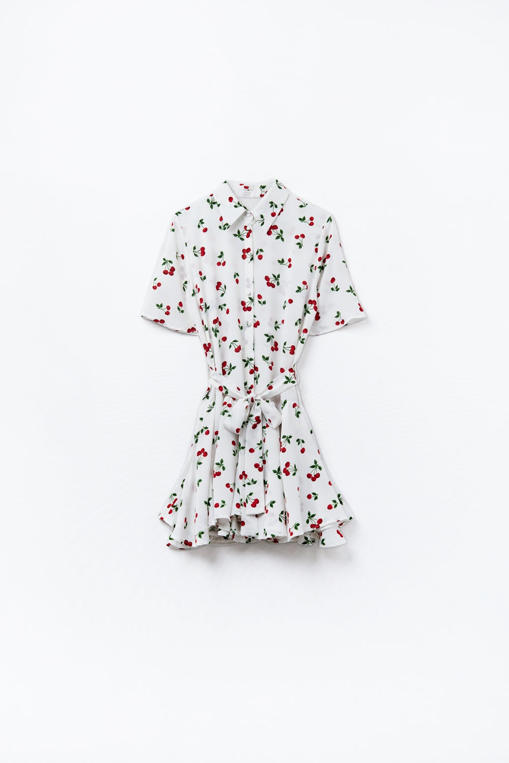Robe chemise courte imprimée cerise