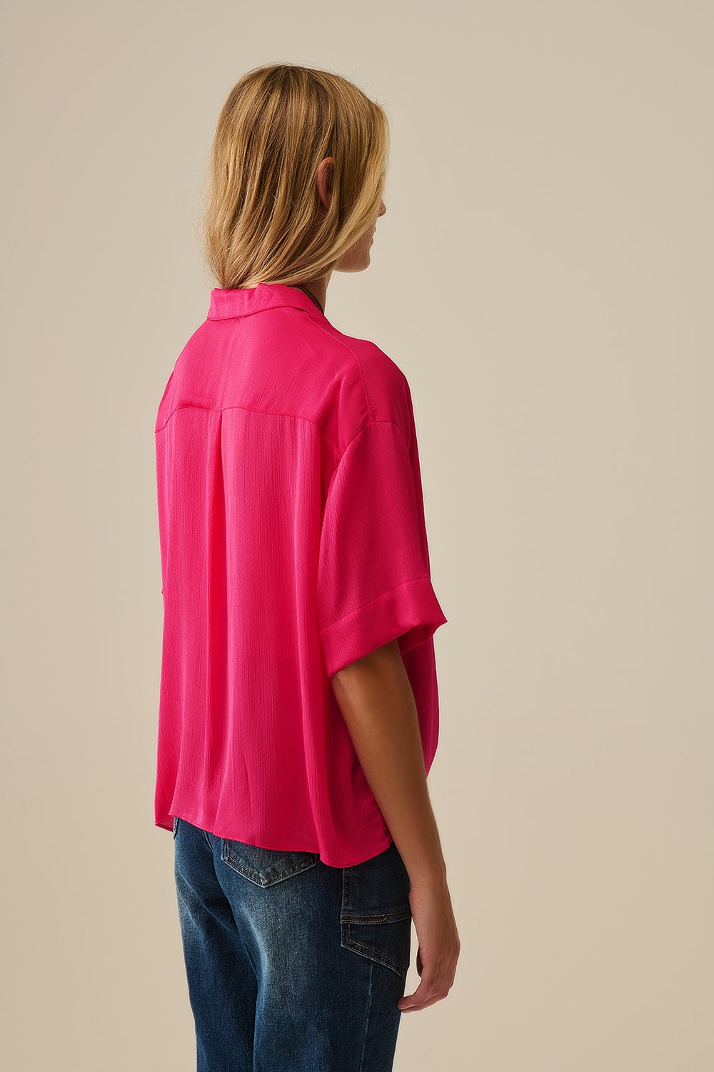 Chemise enveloppante fuchsia