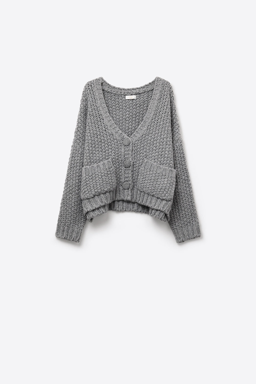 Veste oversize en maille épaisse grise avec poches