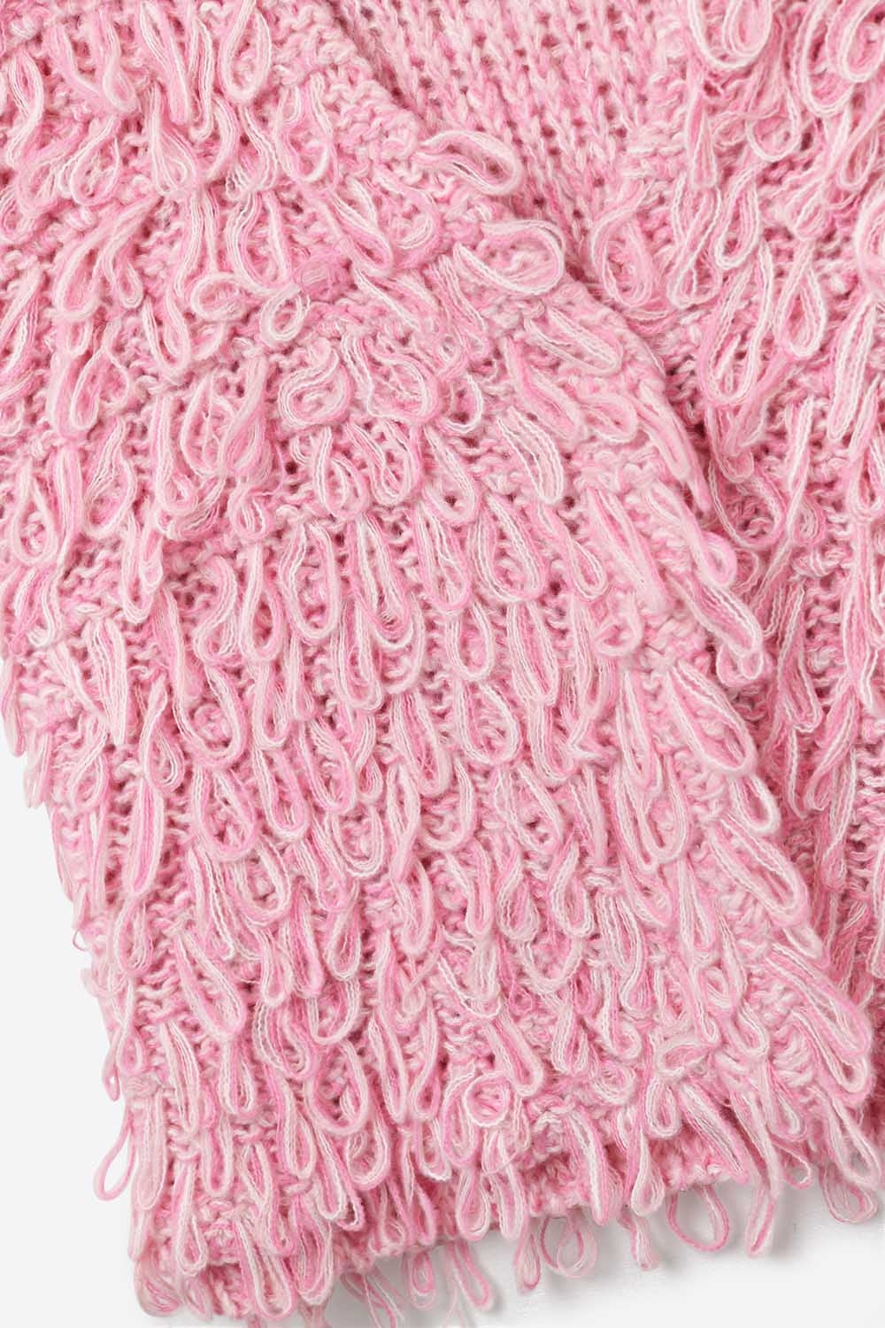 Gilet en maille bouclette avec effet frange texturé en rose