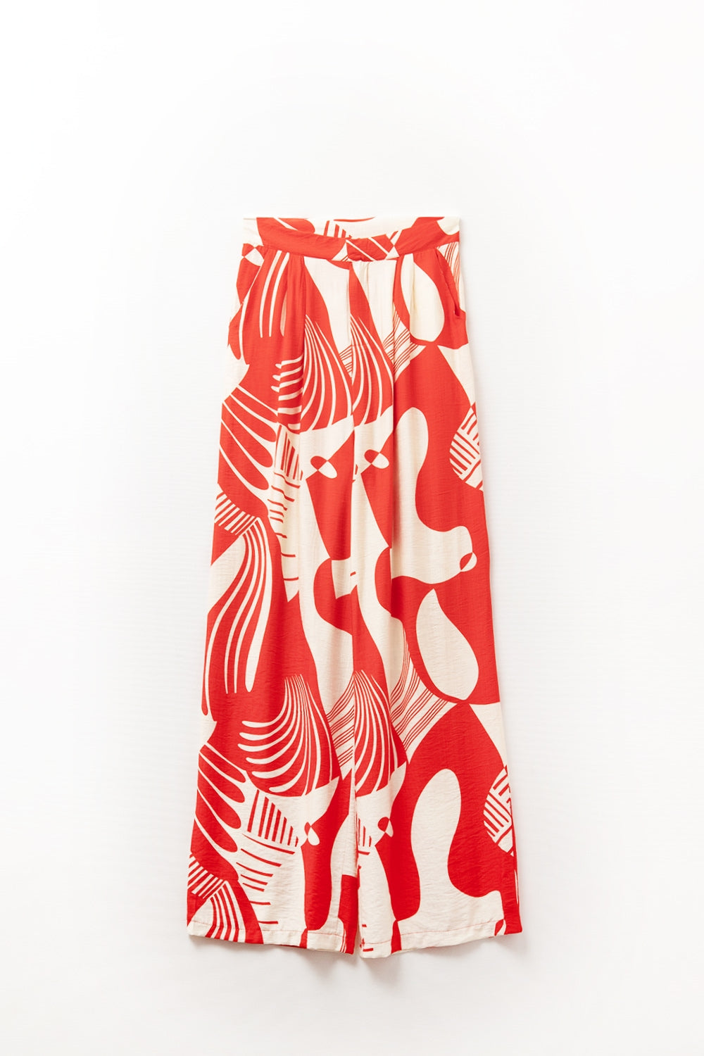 Pantalon large rouge à imprimé abstrait