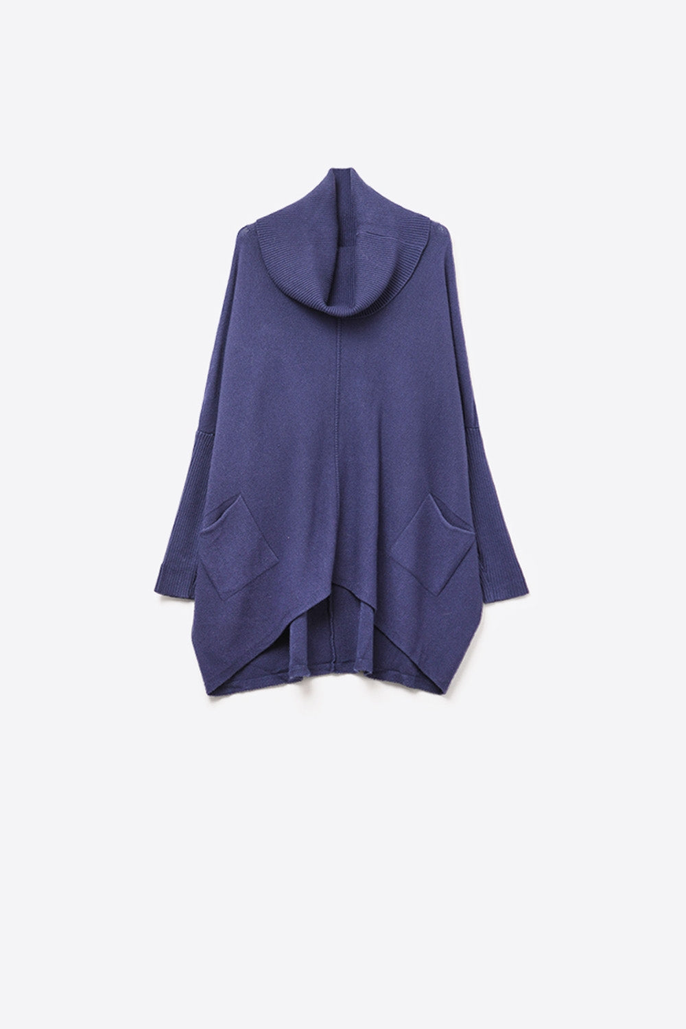 Pull oversize marine avec poches sur le devant