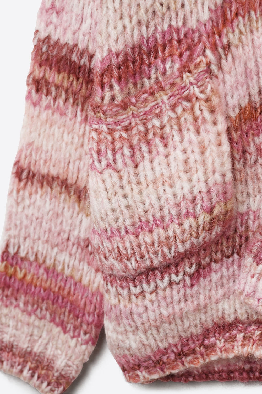Cardigan long oversize à rayures chinées et poches en rose