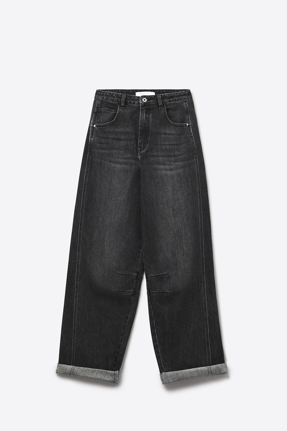 Jean Barrel en denim noir délavé
