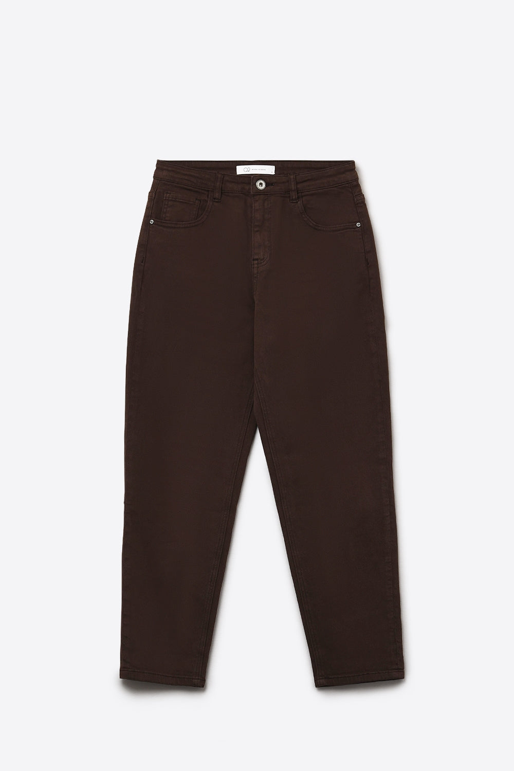 Jean slouchy à taille moyenne en coton marron chocolat