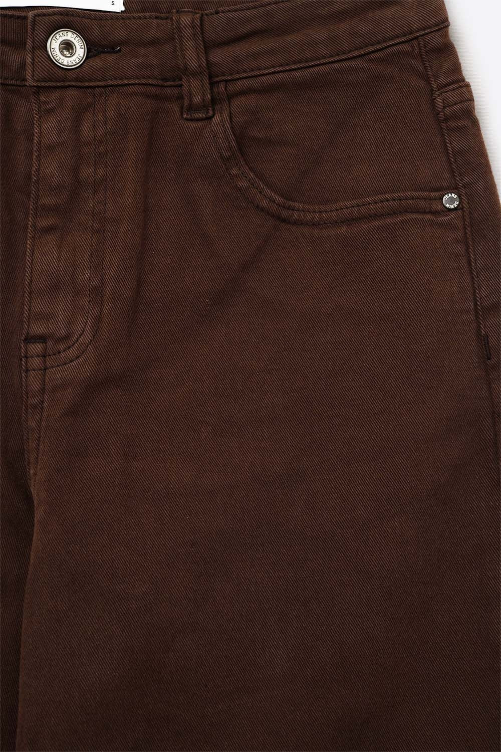 Jean slouchy à taille moyenne en coton marron chocolat