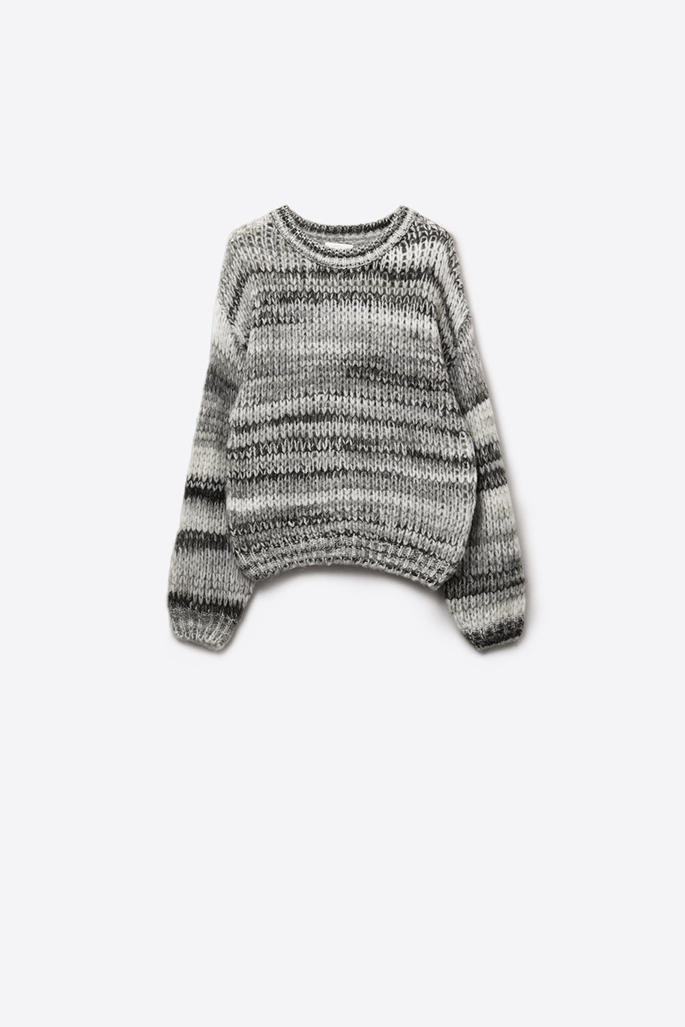Pull en maille épaisse à motif marbré en gris