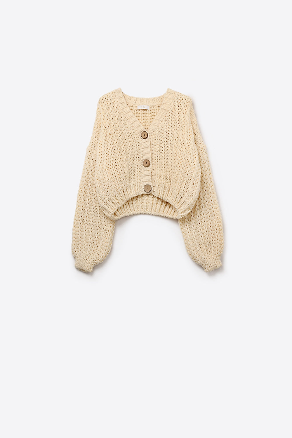 Cardigan Chunky à maille ouverte en beige