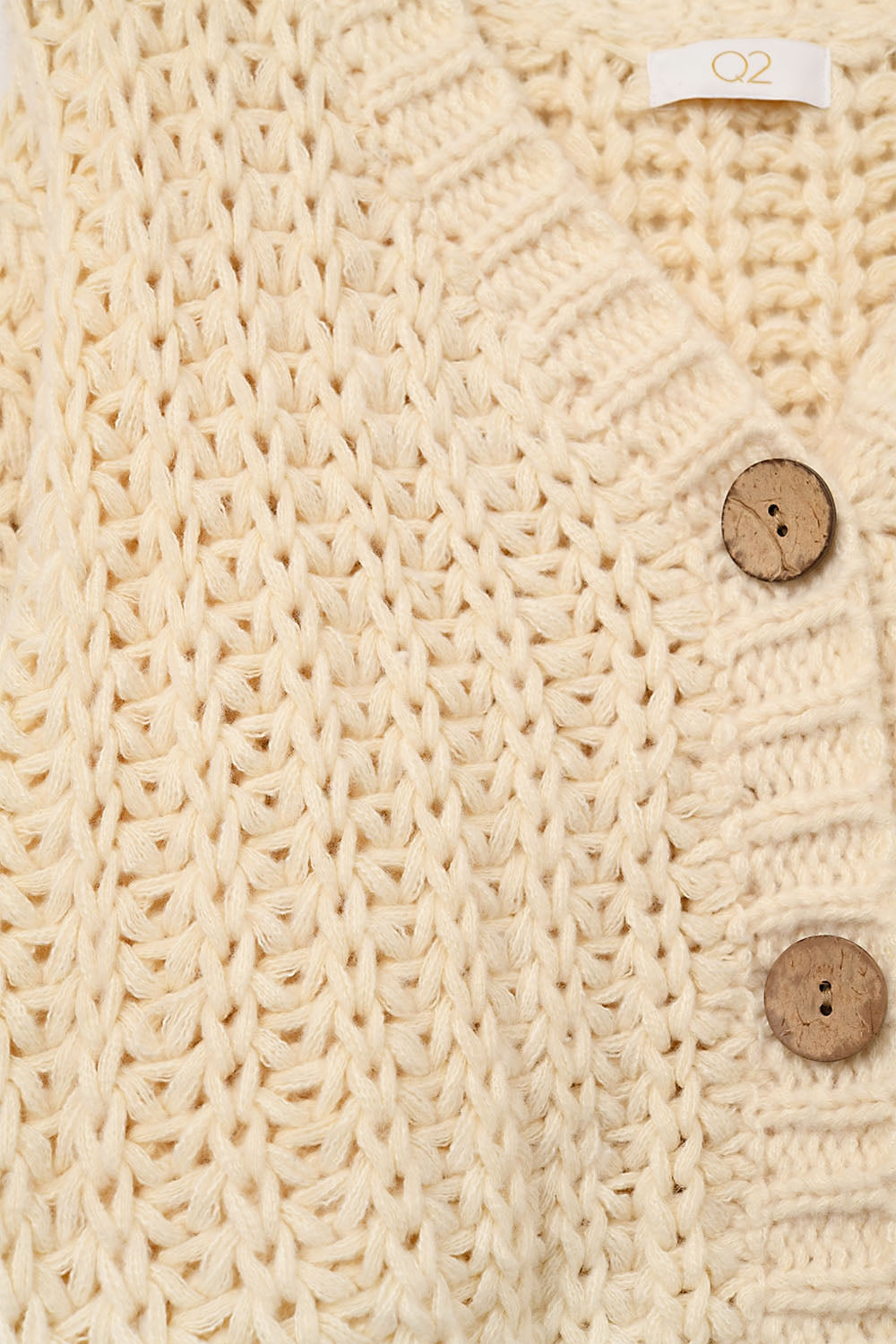 Cardigan Chunky à maille ouverte en beige