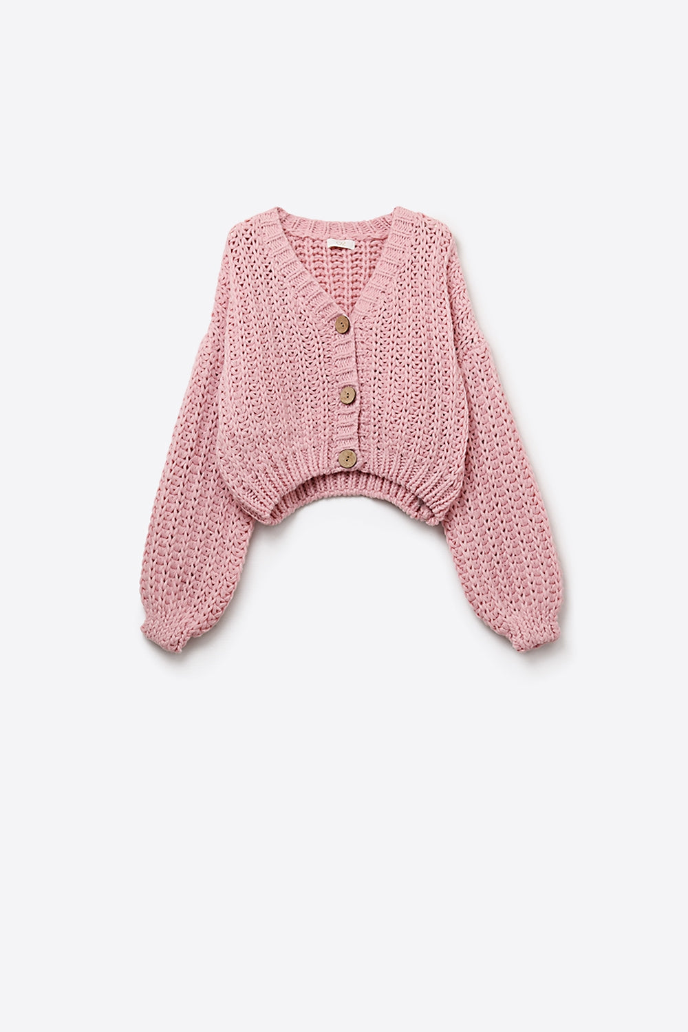 Cardigan ouvert en rose avec manches décontractées