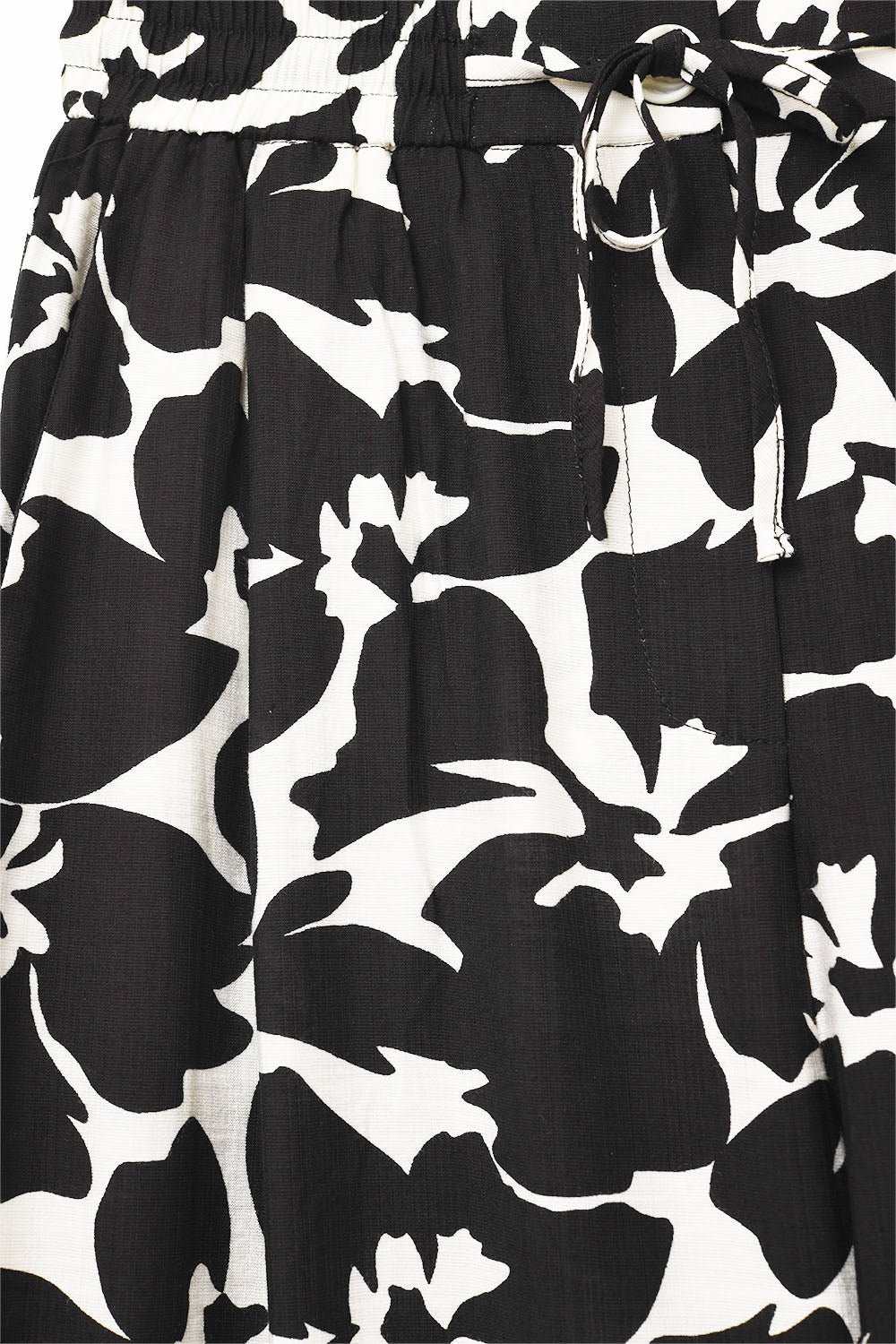 Pantalon droit à imprimé floral hawaïen en noir et blanc