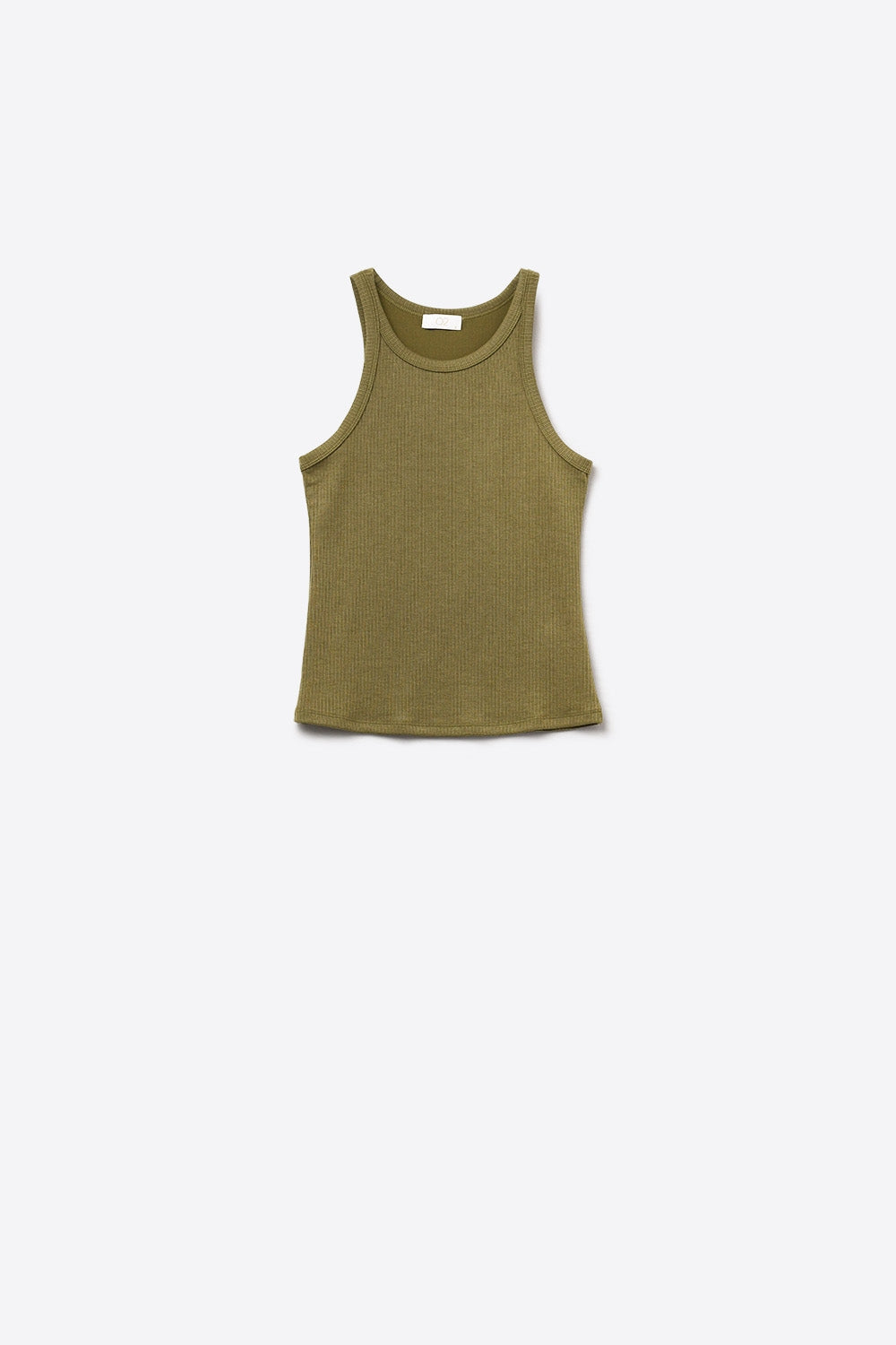 Kaki T-shirt moulant de type nageur avec encolure ronde et bretelles