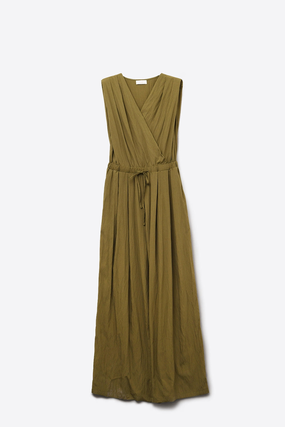 Combinaison drapée olive en tissu froissé