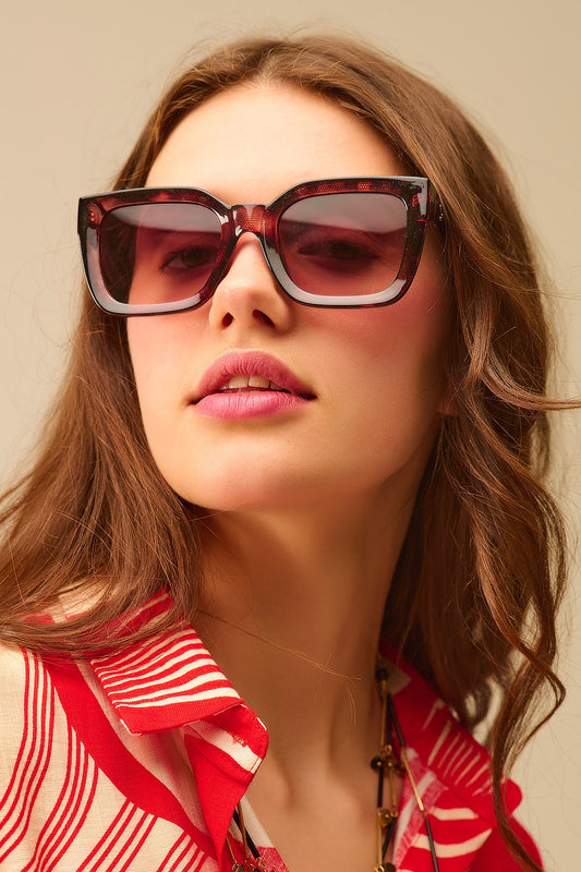 shaded brown Lunettes de soleil carrées surdimensionnées