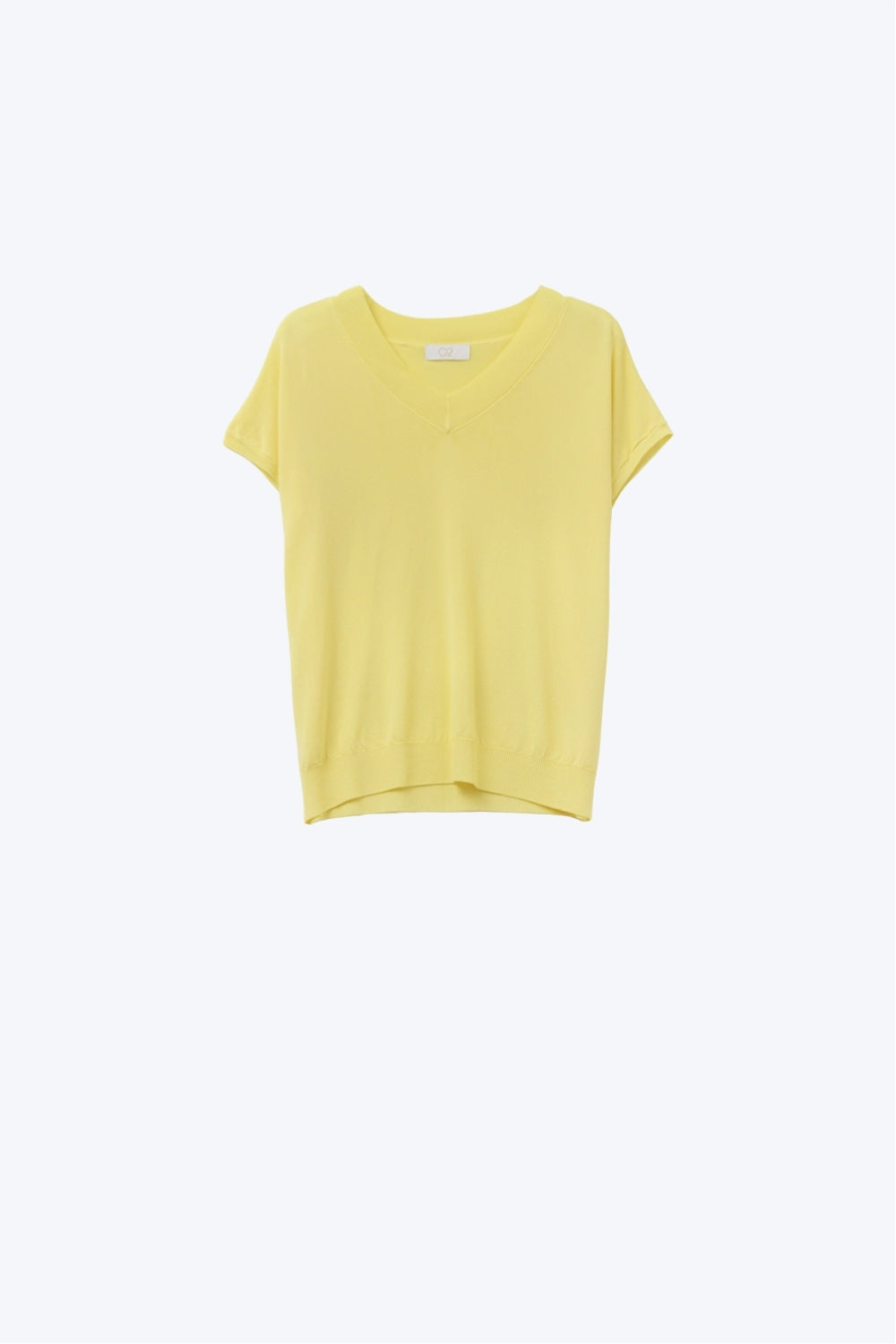 pull-over jaune à col en V en maille fine