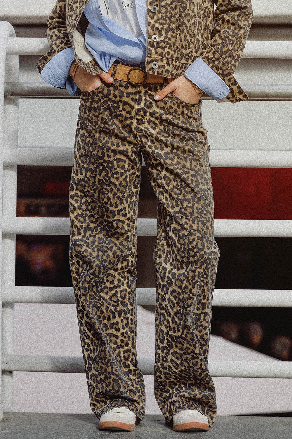 Pantalon imprimé léopard avec dégradé devant et dos