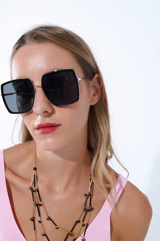Lunettes de soleil carrées extra-larges en noir