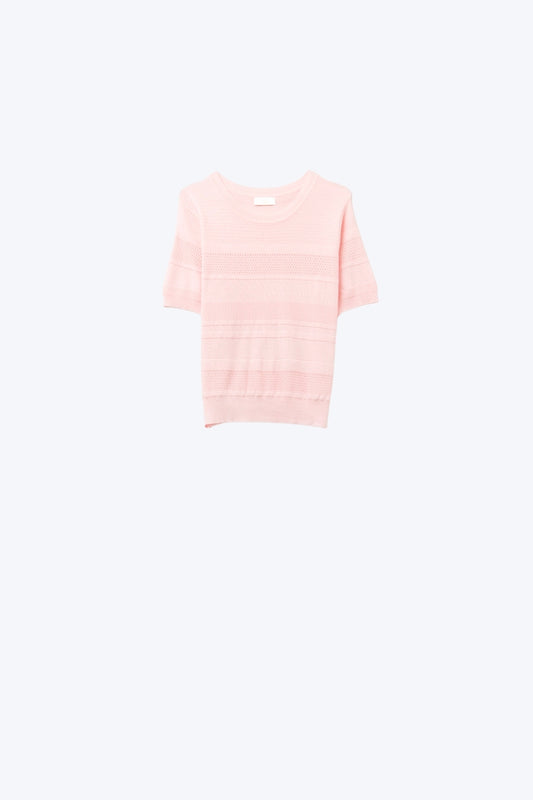Pull en tricot à rayures texturées rose