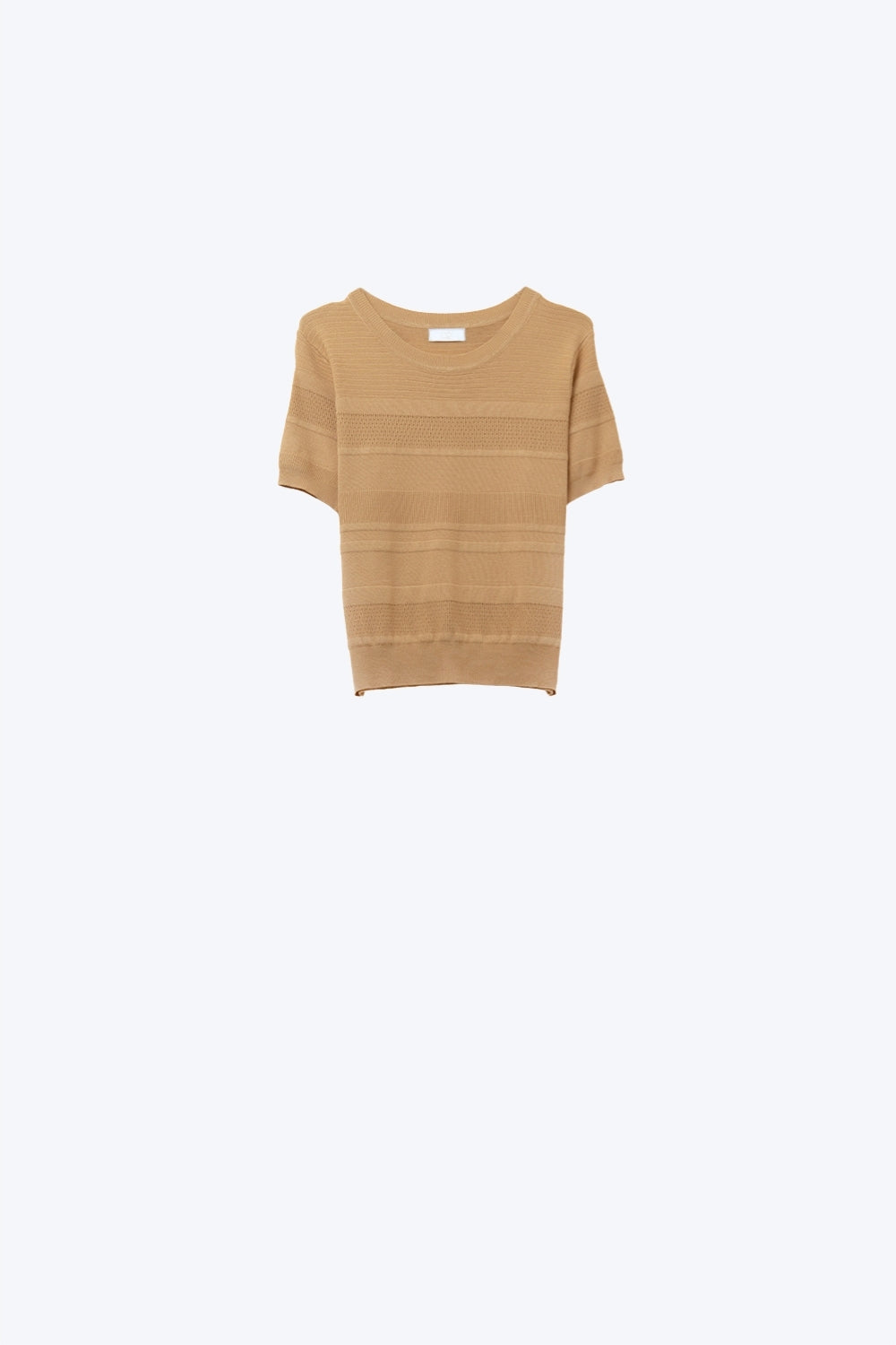 Pull en tricot à rayures texturées camel