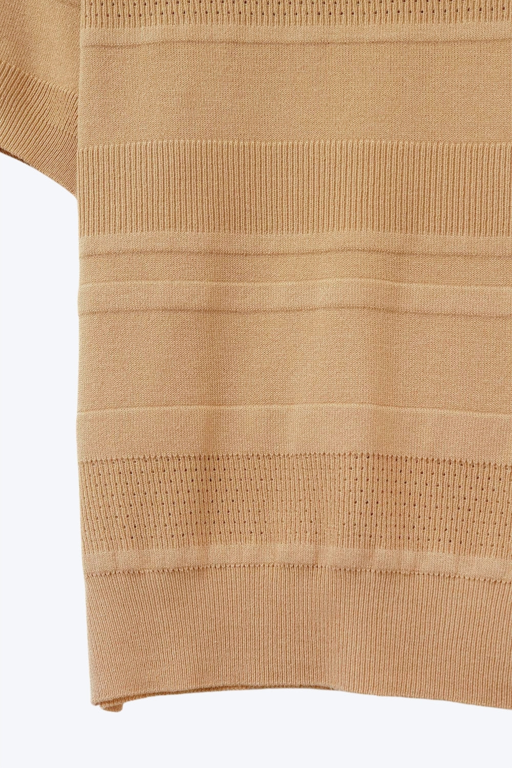 Pull en tricot à rayures texturées camel