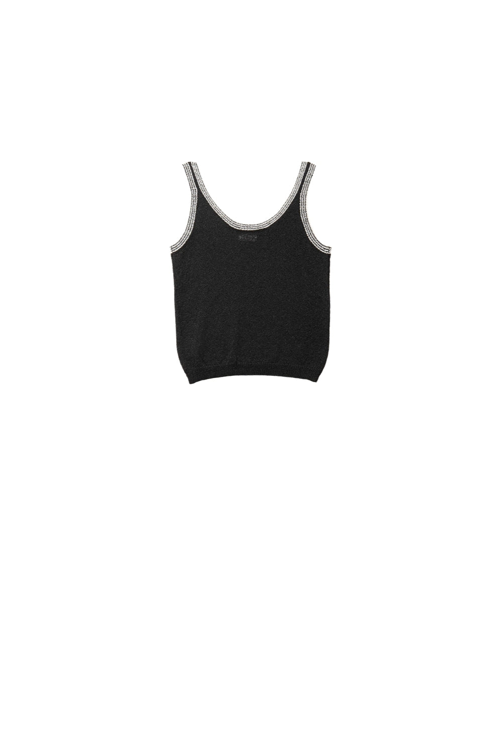 Débardeur en tricot noir avec bordures blanches