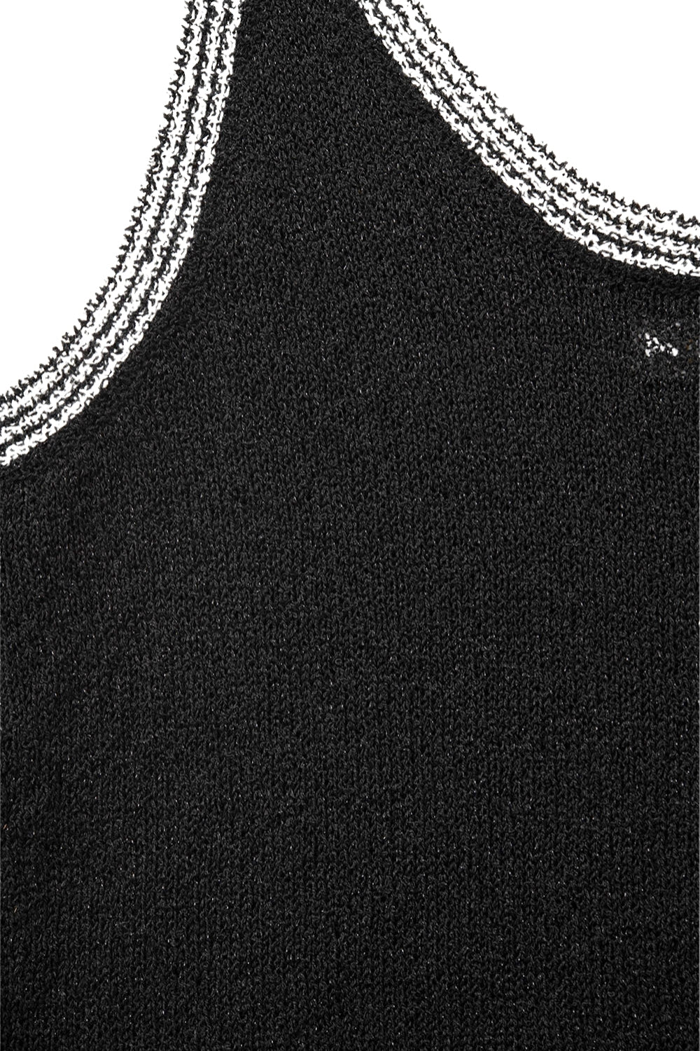 Débardeur en tricot noir avec bordures blanches