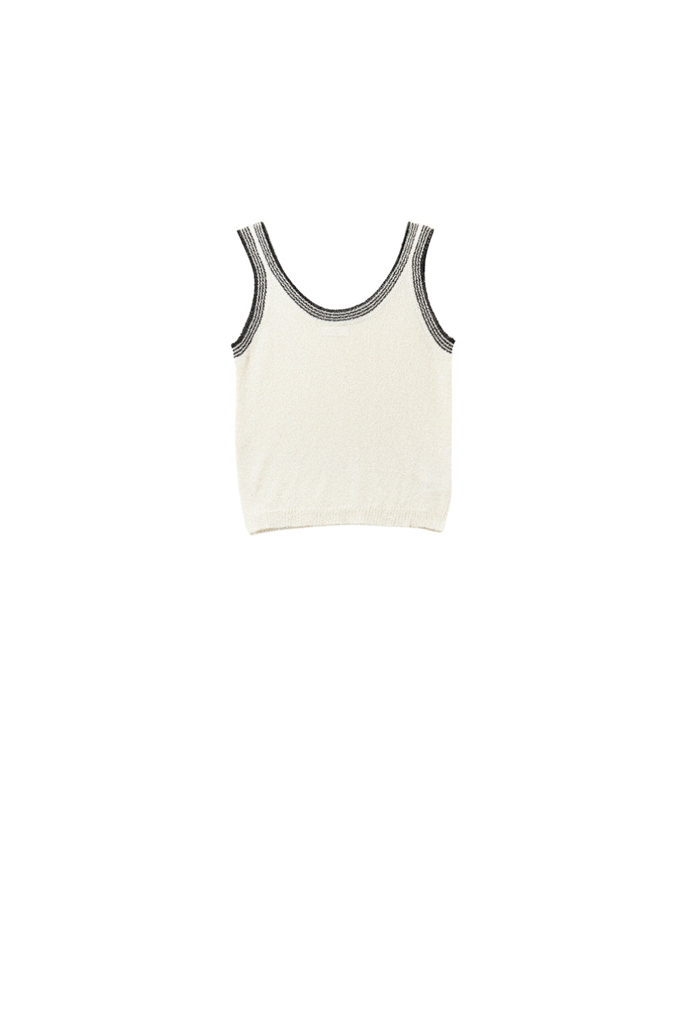 Débardeur en tricot crème avec bordures noires