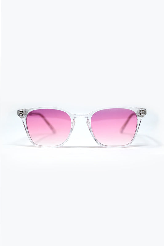 Lunettes de soleil transparentes avec verres dégradés roses