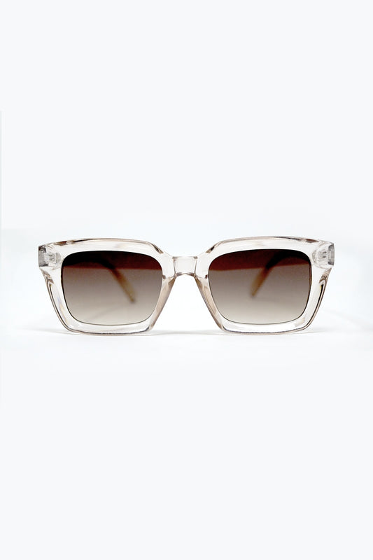 Lunettes de soleil rétro à monture carrée épaisse et translucide