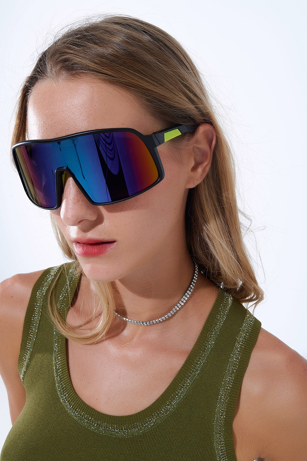 Lunettes de soleil sport polarisées en bleu rouge dégradé