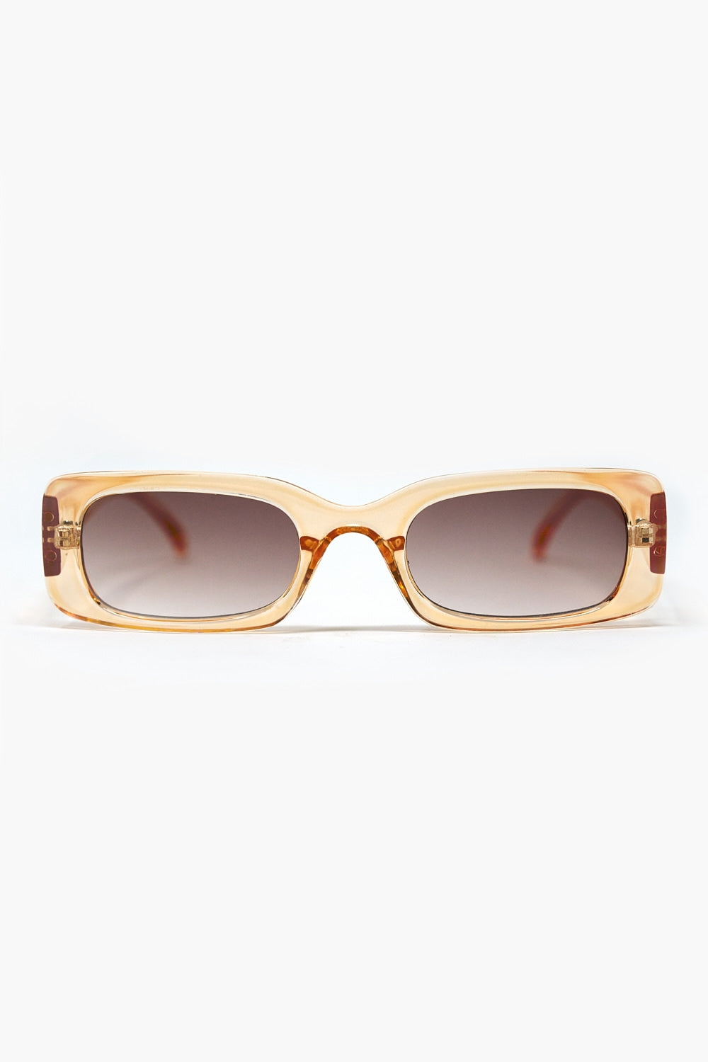 Lunettes de soleil rectangulaires jaunes transparentes avec verres fumés bruns