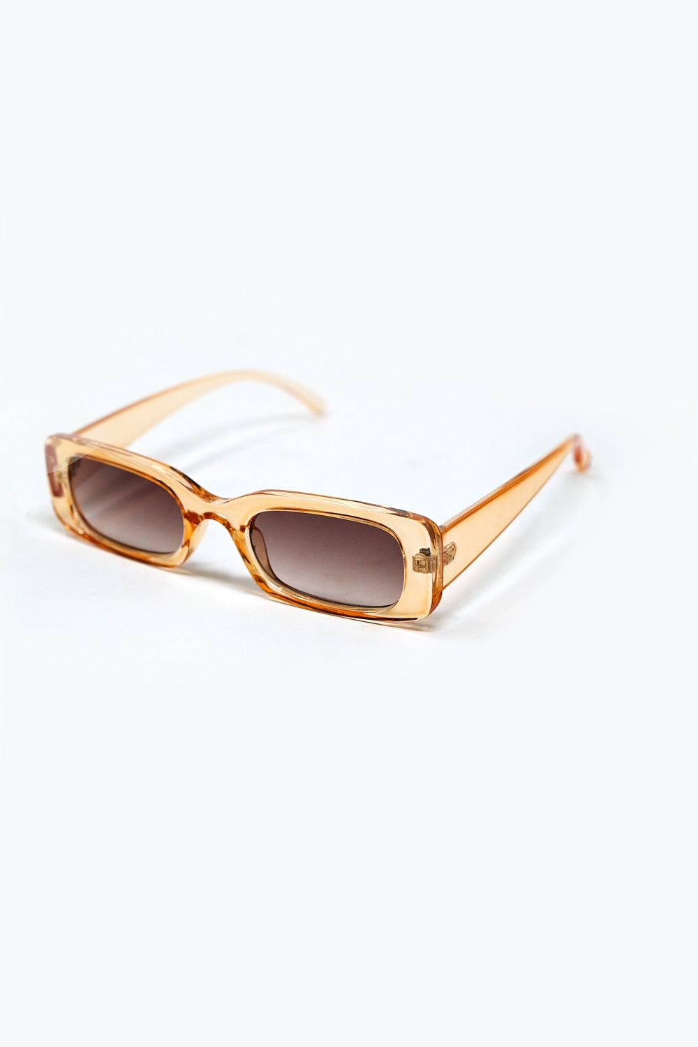 Lunettes de soleil rectangulaires jaunes transparentes avec verres fumés bruns