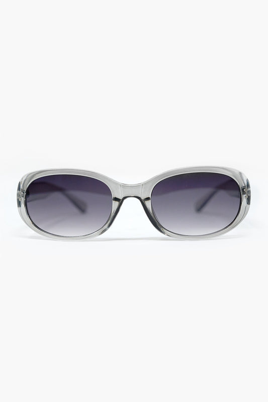 Lunettes de soleil ovales surdimensionnées en acrylique gris