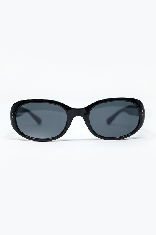 Lunettes de soleil ovales surdimensionnées en acrylique noir