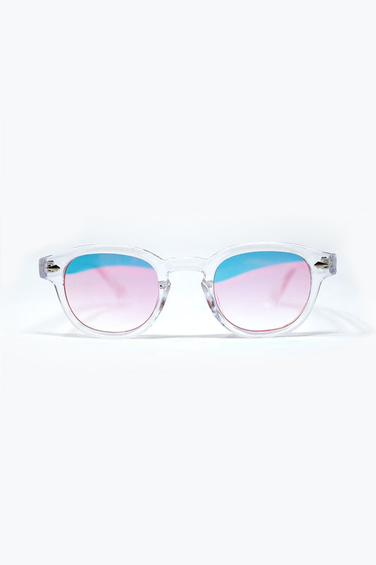Lunettes de soleil rondes transparentes avec verre dégradé BabyPink